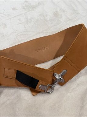 NWOT Wilfred Tan Wide Leather Belt with Silver Hardware